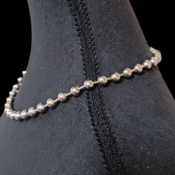 Oversized Chunky 10mm Stainless Steel Ball Bead Choker Necklace - Picture 5 of 7